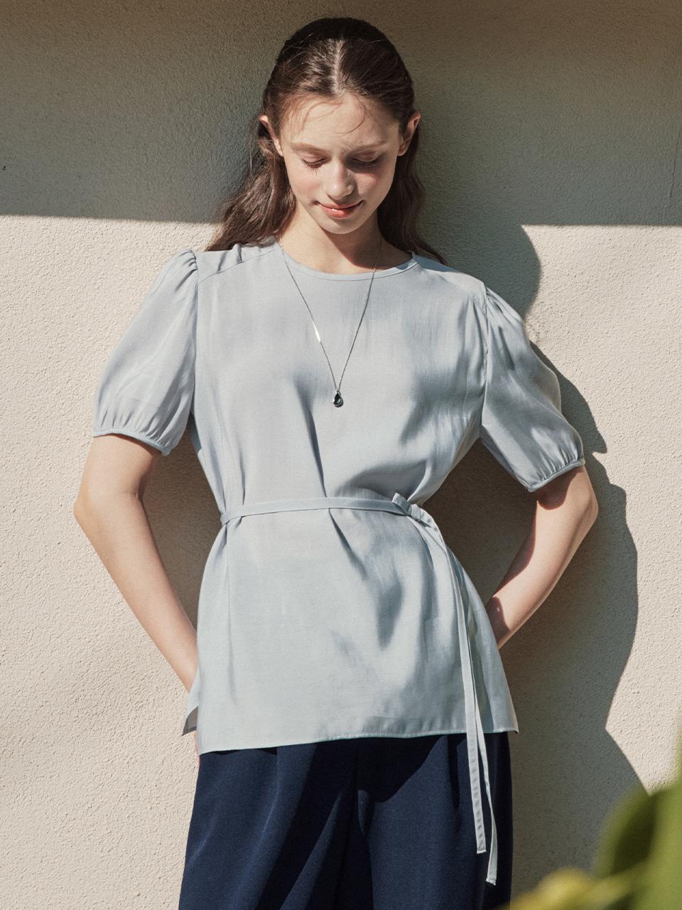 ZEROSTREET Short-Sleeve Blouse T-Shirts [White, Blue Grey]