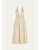 ZEYNEP ARCAY Helen Plunging Halter Cotton Midi Dress - 1