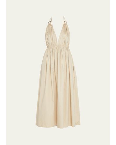ZEYNEP ARCAY Helen Plunging Halter Cotton Midi Dress