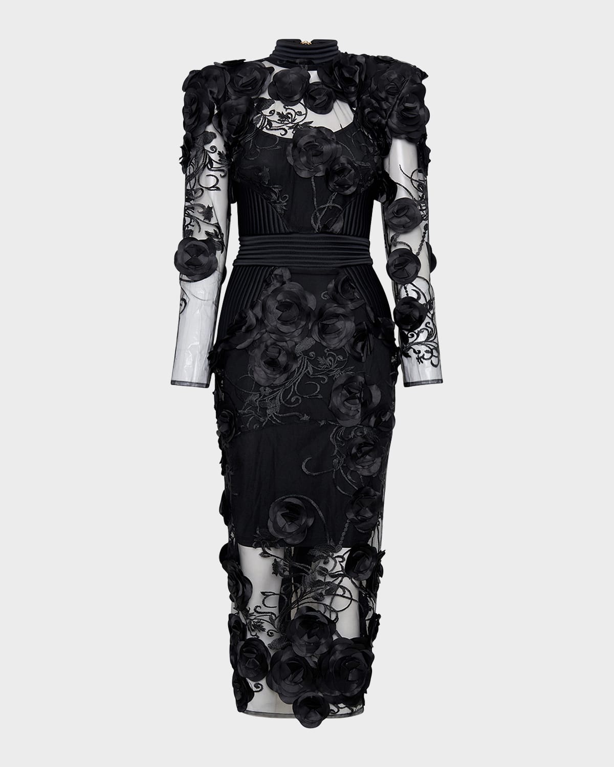 ZHIVAGO The Vendetta Floral Mesh Midi Dress