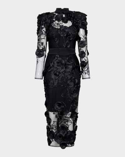 ZHIVAGO The Vendetta Floral Mesh Midi Dress
