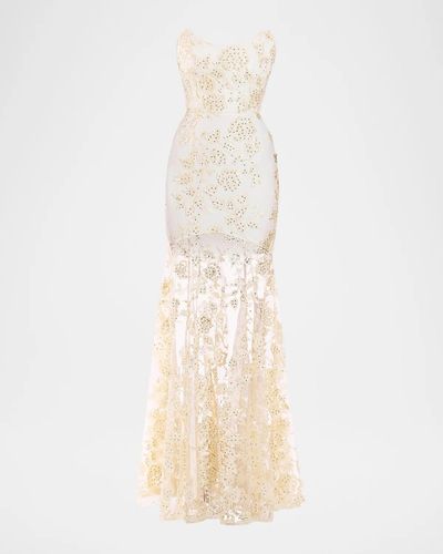 ZHIVAGO The Voice Returns Embroidered Strapless Gown