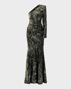 ZHIVAGO This Is Not Her Sequined One-Shoulder Mermaid Gown