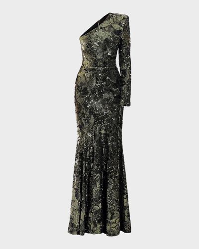 ZHIVAGO This Is Not Her Sequined One-Shoulder Mermaid Gown