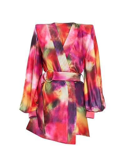 Zhivago Women's Cala Conta Tie-Dye Satin Tie-Waist Minidress