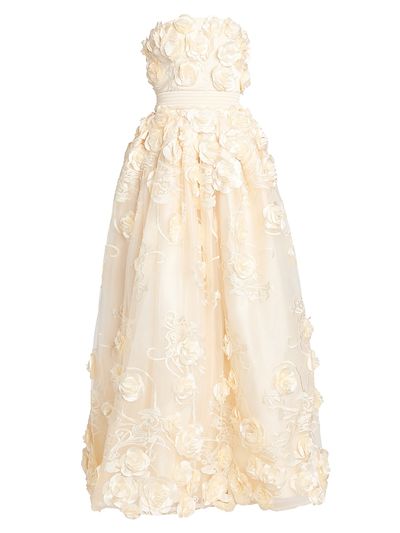 Zhivago Women's Dream Of That Strapless Floral Applique Gown