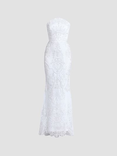 ZHIVAGO Women's Ithaca Lace Strapless Gown