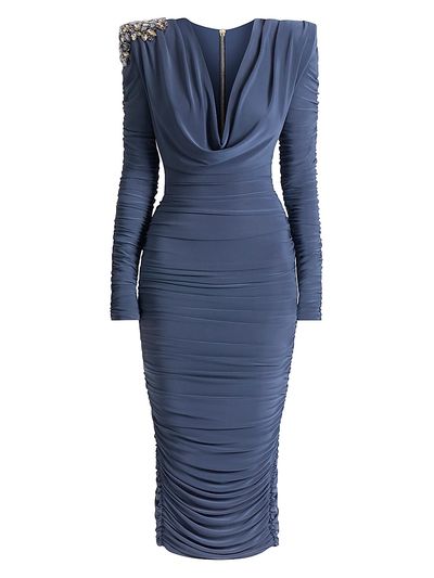 burgundy red christmas dress Isolde Crystal-Embellished Bodycon Gown | Made-To-Order
