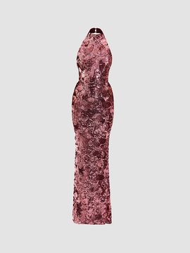 ZHIVAGO Women's No More Songs Sequined Halter Column Gown