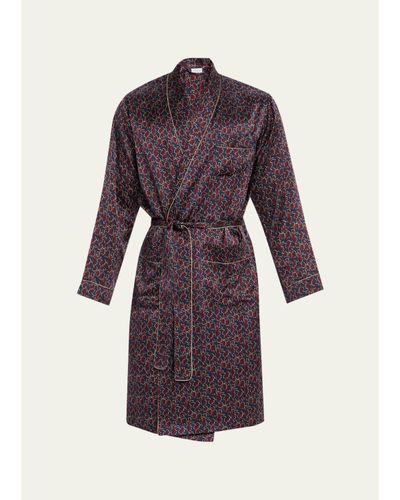 Zimmerli Men's Leaf-Print Silk Robe