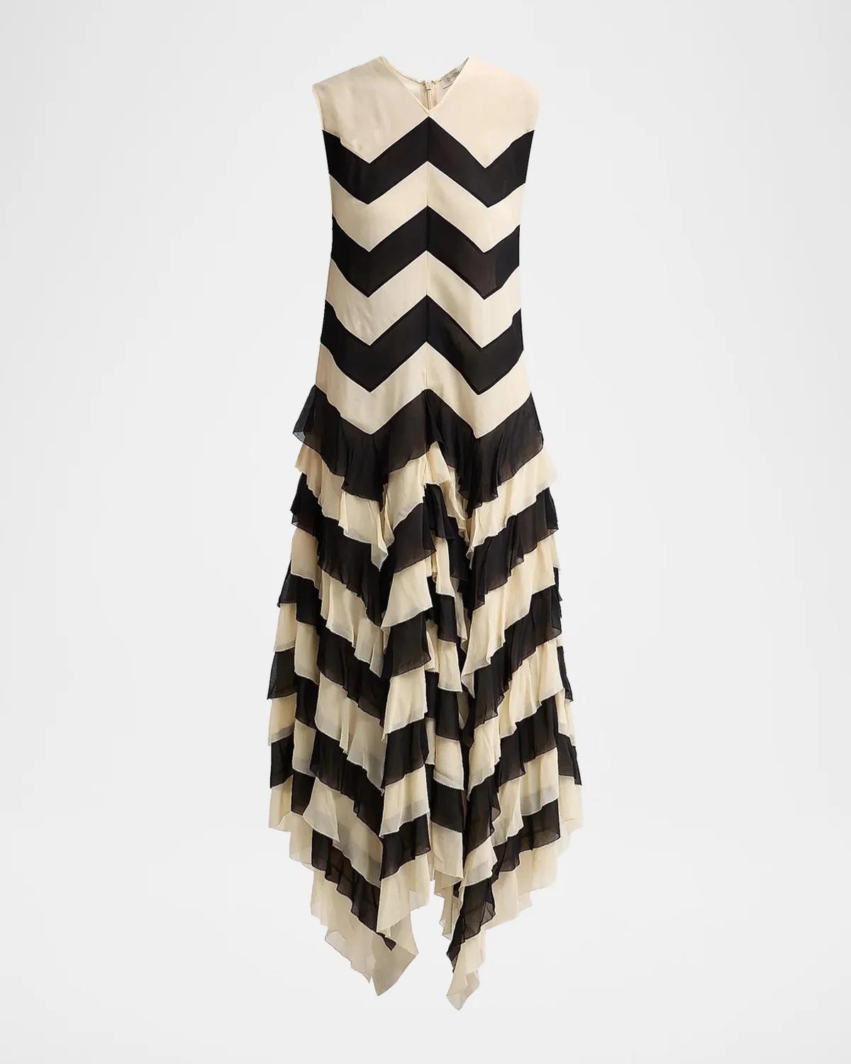 Zimmermann Ascent Chevron Ruffled Maxi Dress