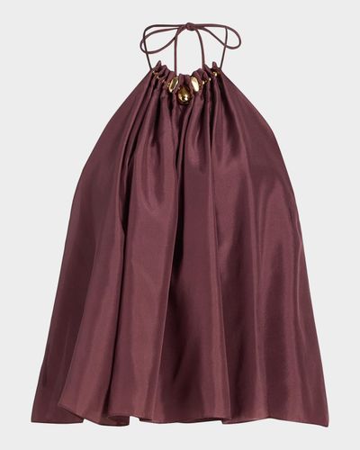 Zimmermann Aster Gathered Silk Halter Top