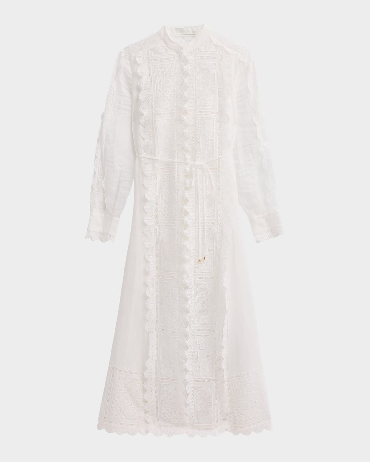 Zimmermann Aster Lace Panel Embroidered Midi Dress