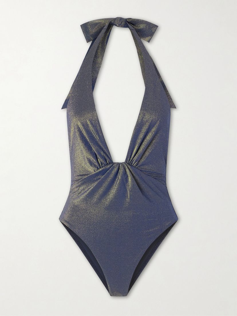 ZIMMERMANN Aster twisted metallic halterneck swimsuit