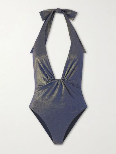 ZIMMERMANN Aster twisted metallic halterneck swimsuit