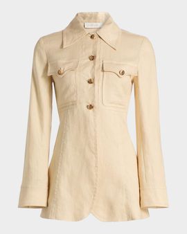 Zimmermann Carousel Belted Linen Shirt