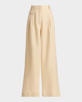 Zimmermann Carousel Linen Wide-Leg Pants