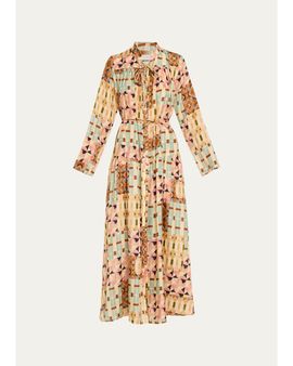 Zimmermann Fairlight Patchwork Silk A-Line Maxi Dress