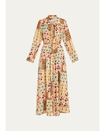 Zimmermann Fairlight Patchwork Silk A-Line Maxi Dress