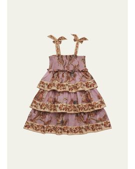 Zimmermann Girl's Aster Tiered Cotton-Blend Dress