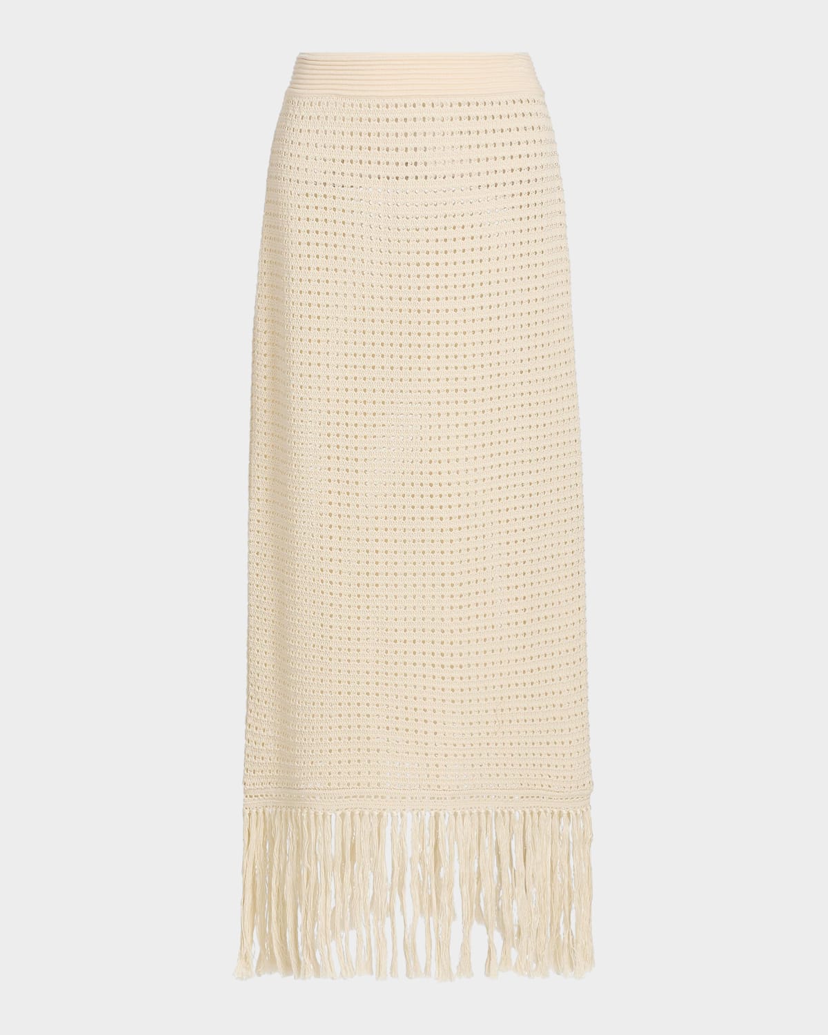Zimmermann Indra Crochet Cotton Fringe Midi Skirt