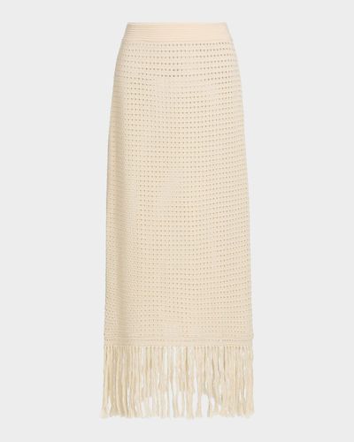 Zimmermann Indra Crochet Cotton Fringe Midi Skirt