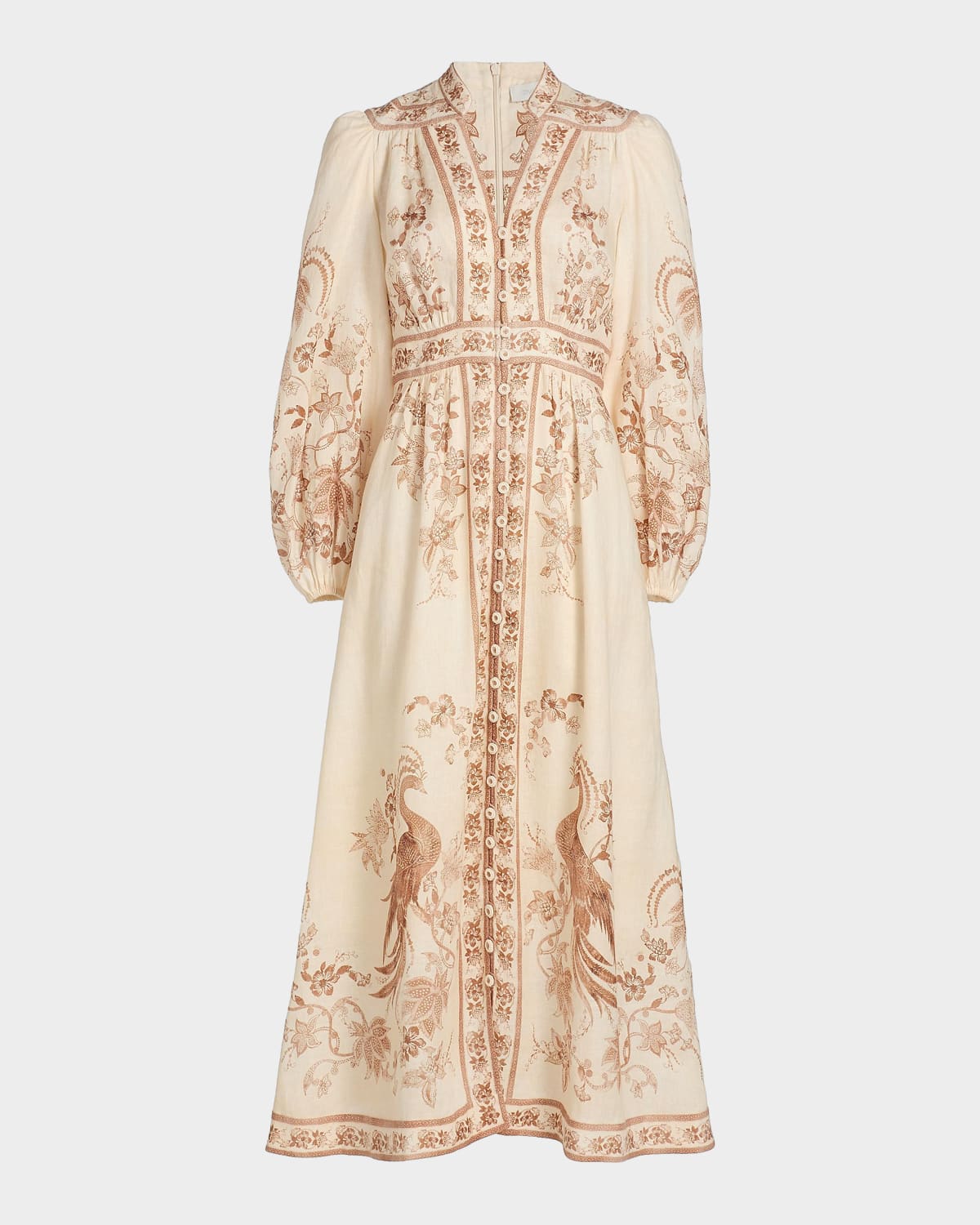 Zimmermann Indra Plunge Linen Midi Dress