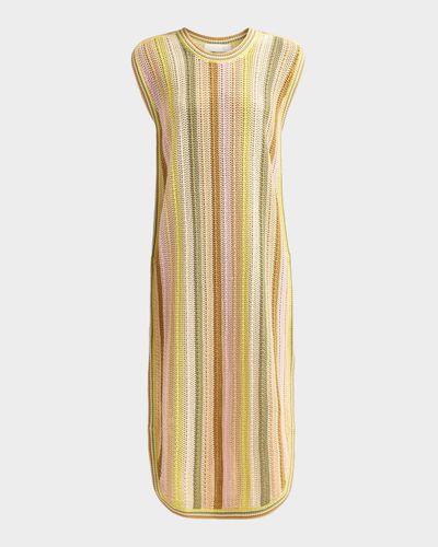 Zimmermann Indra Striped Crochet Cotton Midi Dres