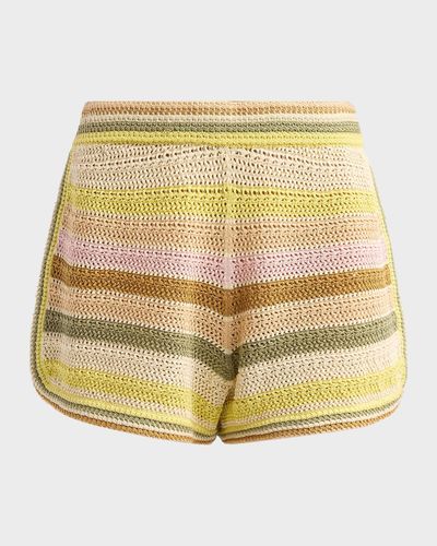 Zimmermann Indra Striped Crochet Cotton Shorts