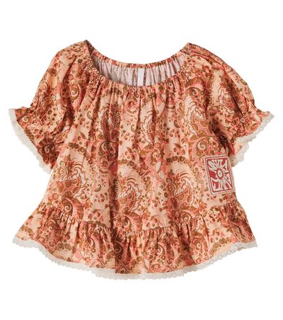 Zimmermann Kids Zimmermann Kids Aster floral lace-trimmed cotton top