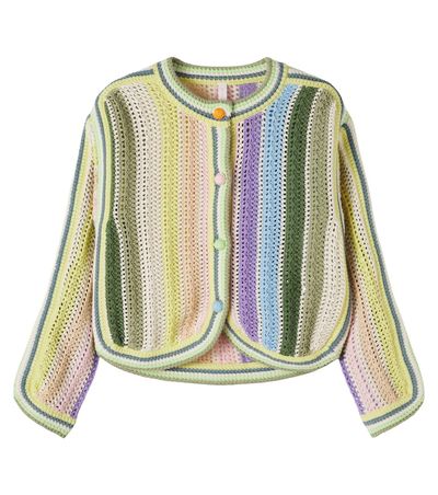 Zimmermann Kids Zimmermann Kids Indra striped crochet cotton cardigan