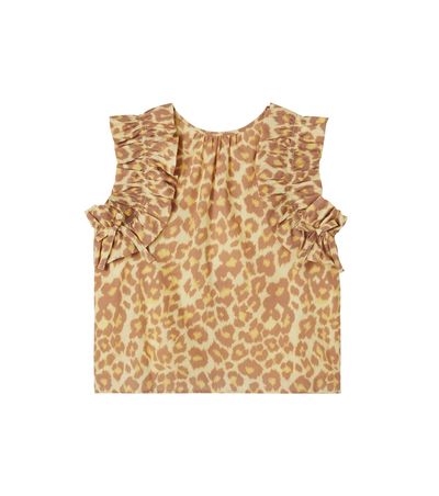 Zimmermann Kids Zimmermann Kids Leopard-print ruffled cotton top