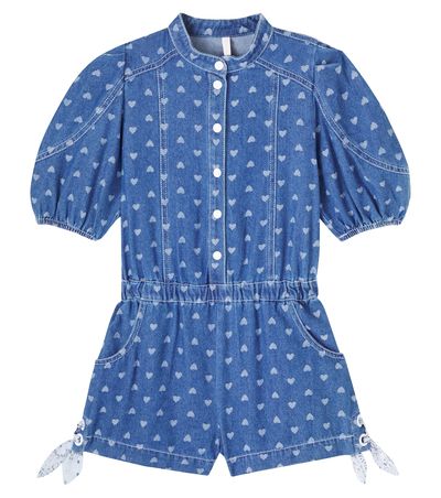 Zimmermann Kids Zimmermann Kids Printed denim playsuit