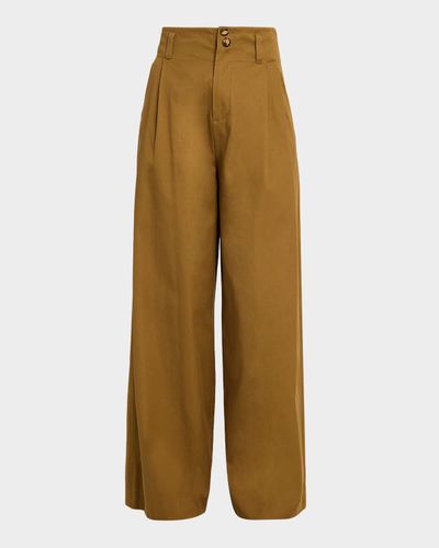 Zimmermann Luna Drill High-Rise Wide-Leg Tailored Pants