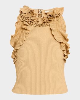Zimmermann Luna Metallic Ruffled Tank Top