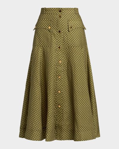 Zimmermann Luna Polka Dot Linen Cargo Midi Skirt