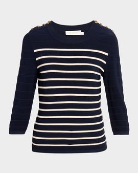 Zimmermann Luna Striped Crewneck Sweater