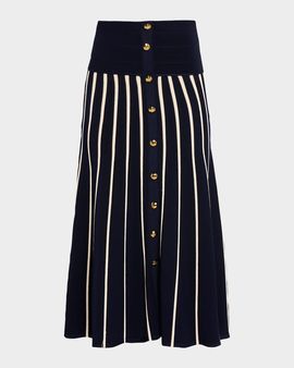 Zimmermann Luna Striped Knit Midi-Skirt