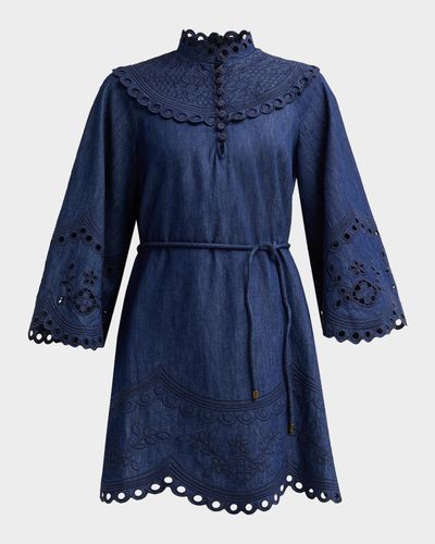 Zimmermann Mahon Broderie Denim Mini Dress