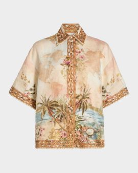Zimmermann Mahon Island Print Linen Shirt