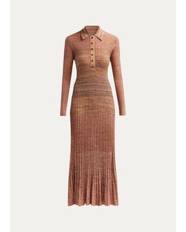 Zimmermann Mouline Rib-Knit Polo Midi Dress