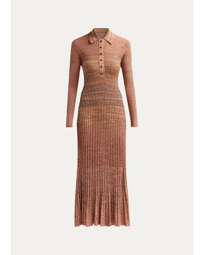 Zimmermann Mouline Rib-Knit Polo Midi Dress