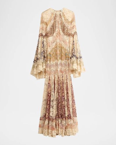 Zimmermann Valiant Floral Silk Patchwork Gown