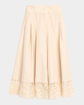 Zimmermann Valiant Lace-Hem Stretch-Wool Skirt