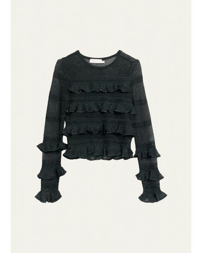 Zimmermann Valiant Lace Ruffle-Tiered Top