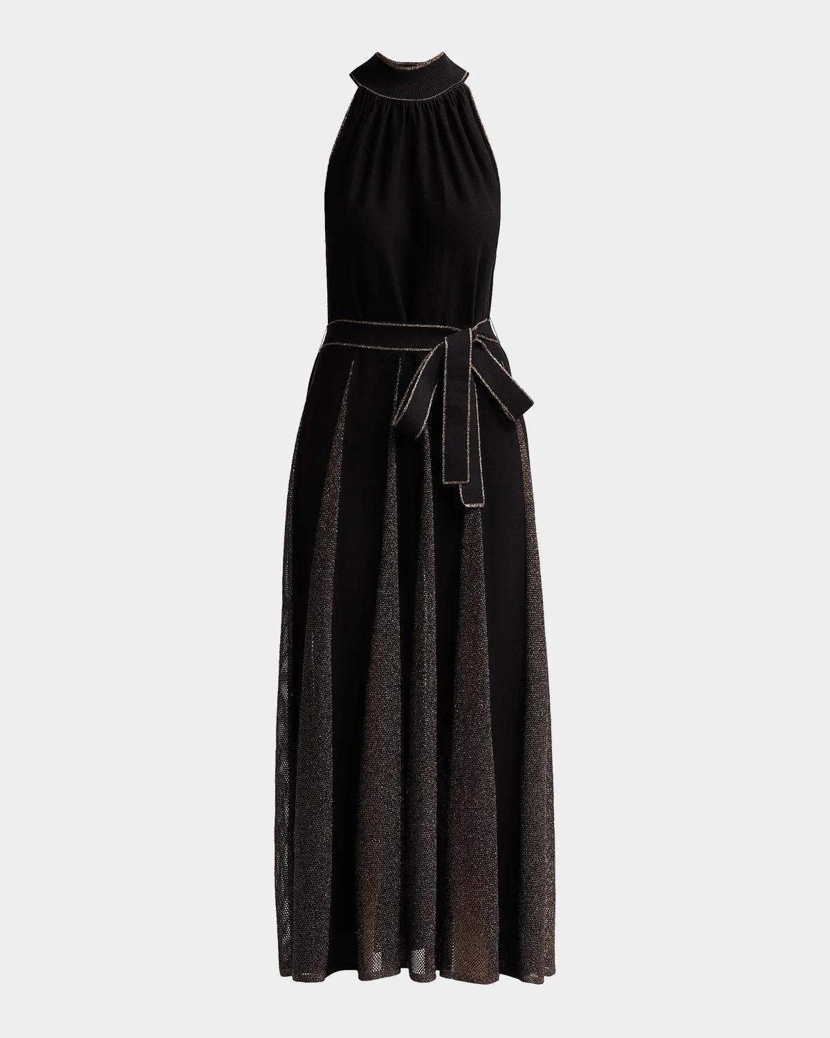Zimmermann Valiant Metallic Halter Maxi Dress