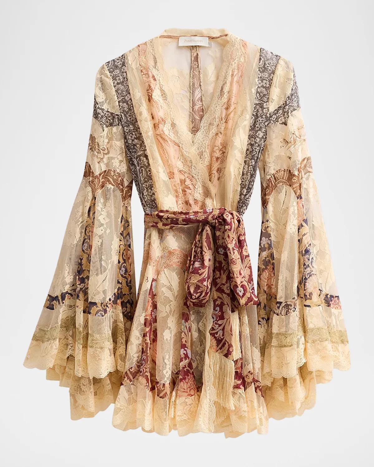 Zimmermann Valiant Paneled Wrap Mini Dress