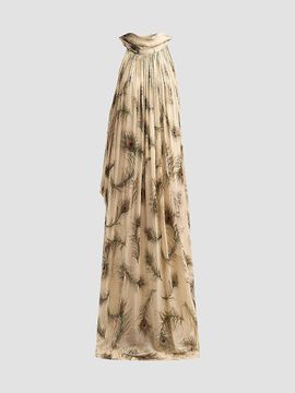 Zimmermann Women's Ascent Burnout Feather Halterneck Gown