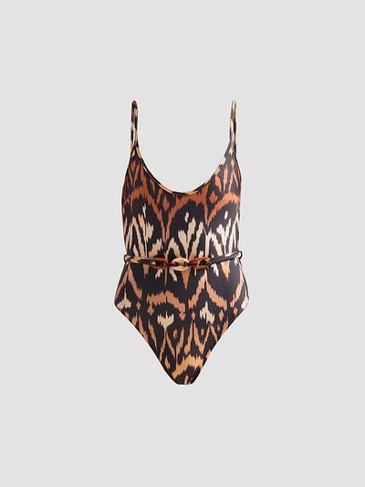 Zimmermann Women's Aster Ikat-Inspired Scoopneck One-Piece Swimsuit