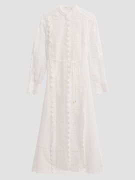 Zimmermann Women's Aster Lace Panel Embroidered Midi Dress